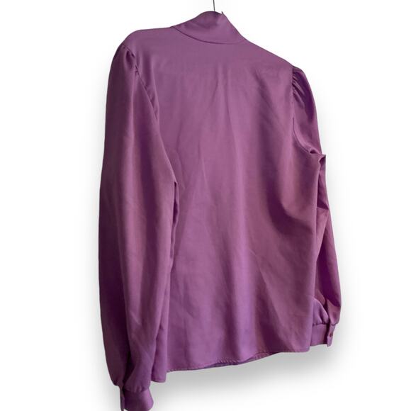 Womens Vintage 70s Orchid Purple Levi Strauss Frill Neck Button Up Top Size 16 - Picture 15 of 16